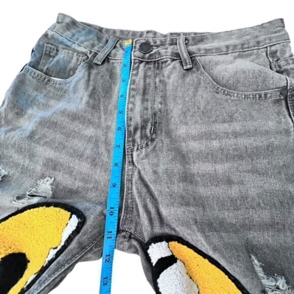 🎉SALE🎉 Distressed Denim Jeans Cartoon Graphic‎ Smiley Face Skull Streetwear 30 - Picture 8 of 14